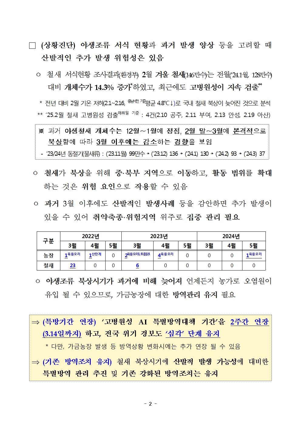 53ac0fce7d0527763d7b8bb510e941eb_250226 고병원성 AI 특별방역대책기간 연장 및 방역관리 방안_송부용003.jpg